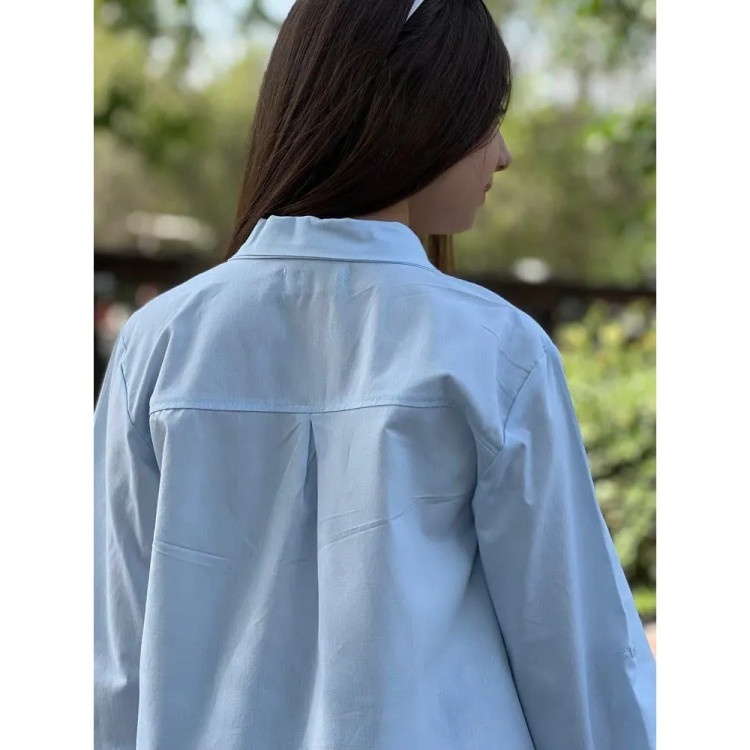 شومیز لینن نخ دخترانه رنگ آبی خنک و تابستانی سایز 6