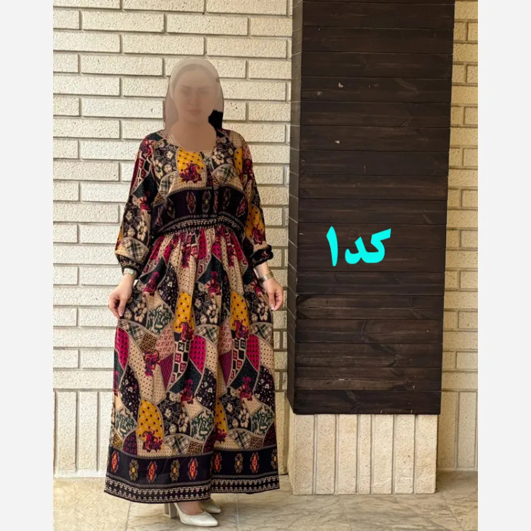 پیراهن سایز بزرگ زنانه طرح اندونزی قد 140 سانت