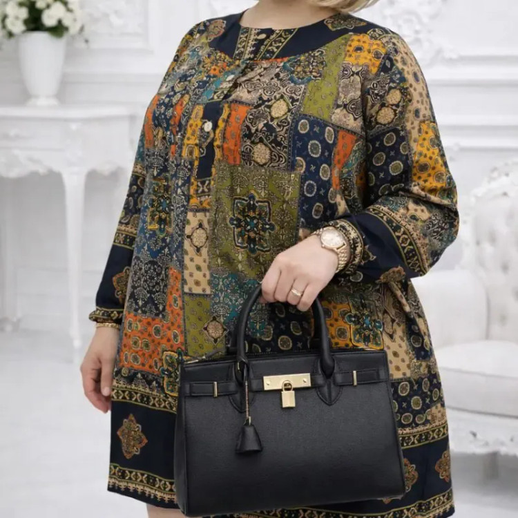 تونیک بیگ سایز زنانه طرح چهل تیکه ن نخ اندونزی خنک سایز بزرگ