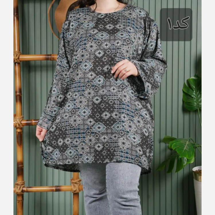 تونیک نخی زنانه طرح سنتی فری سایز