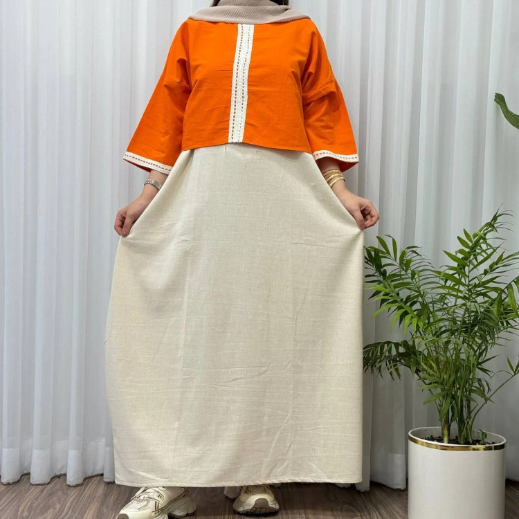 ست سارافون شومیز لینن زنانه مناسب سایز 38 تا 46 هفت رنگ تابستانه