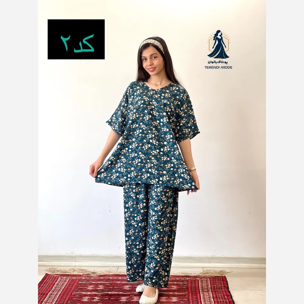 ست شومیز شلوار گلدار جنس نخ خارجی