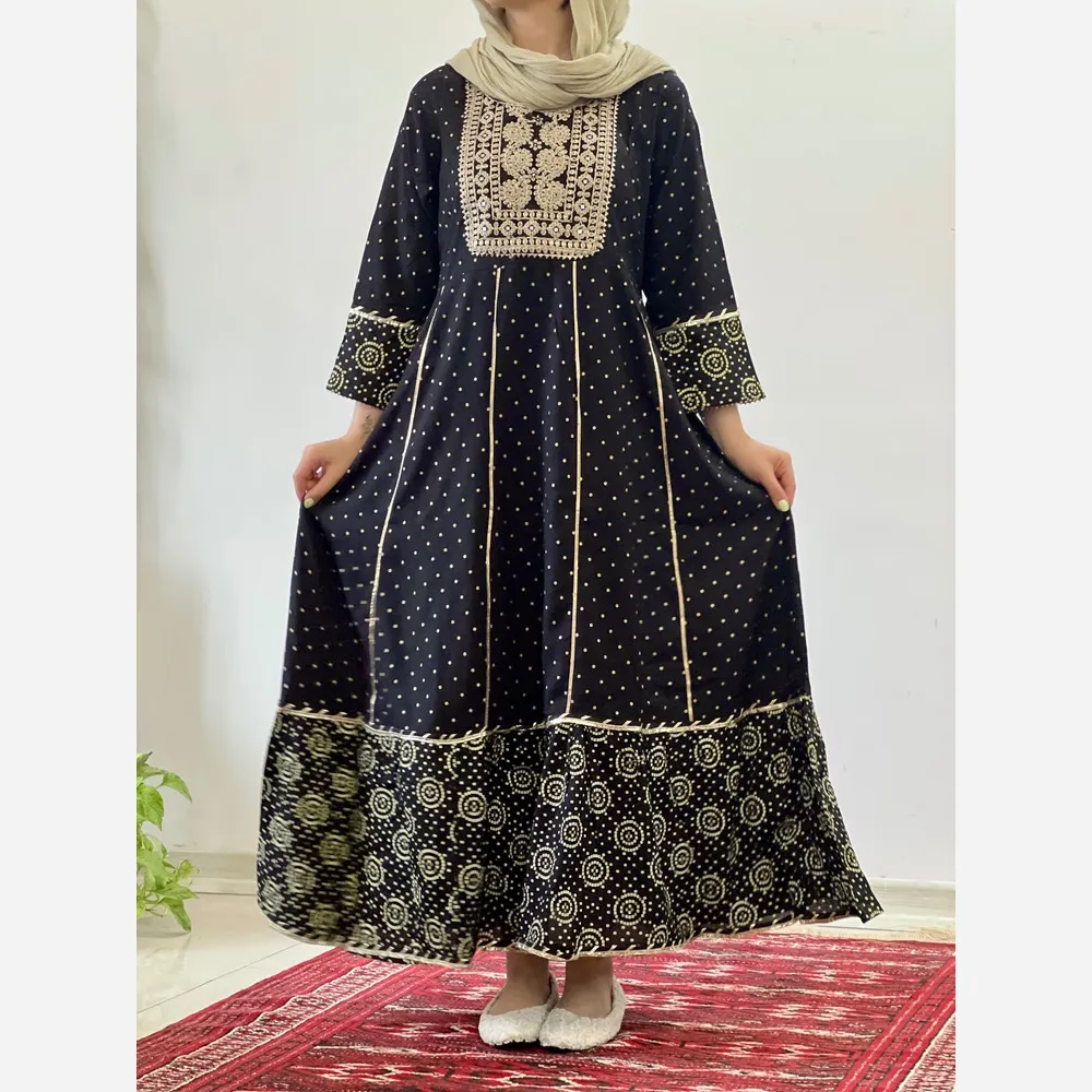 کرتی هندی زنانه جنس نخ وارداتی سایز بزرگ مدل کلوش قد 135