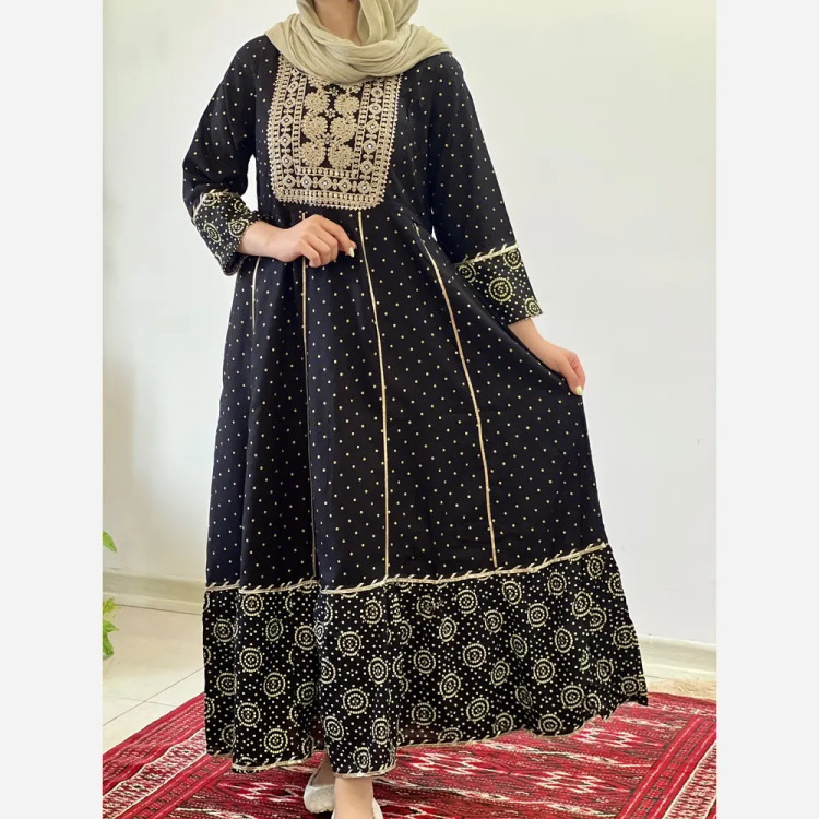 کرتی هندی زنانه جنس نخ وارداتی سایز بزرگ مدل کلوش قد 135