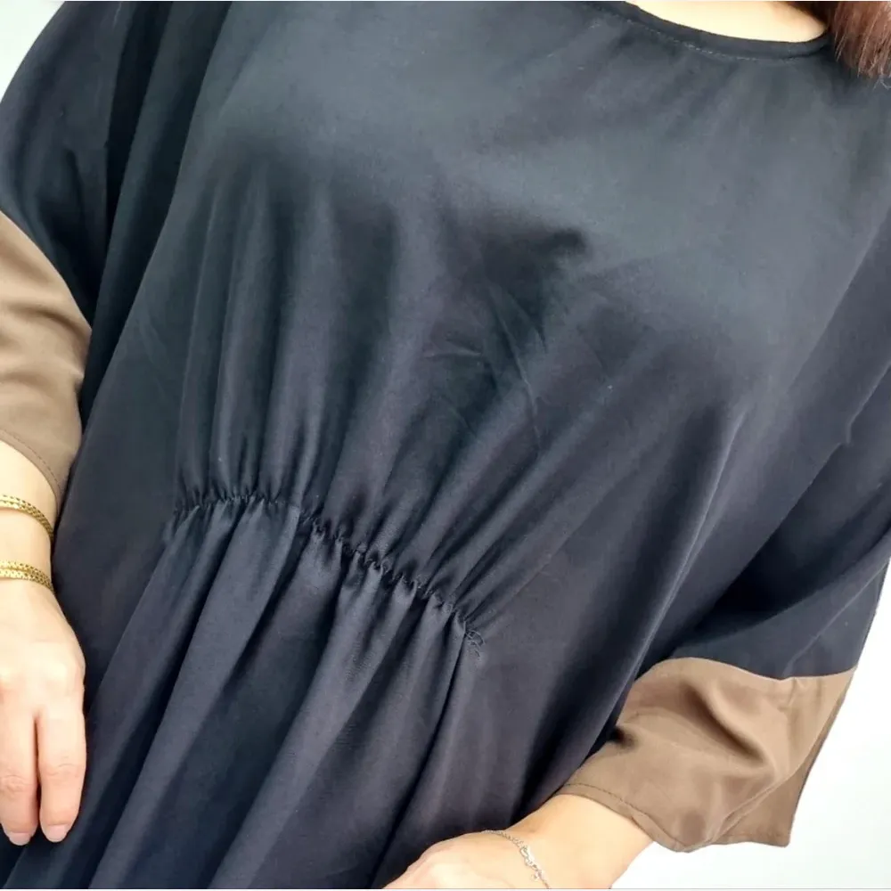 تونیک پانچ نخی سایز بزرگ زنانه خنک و آزاد مناسب سفر و روزمره قد 136