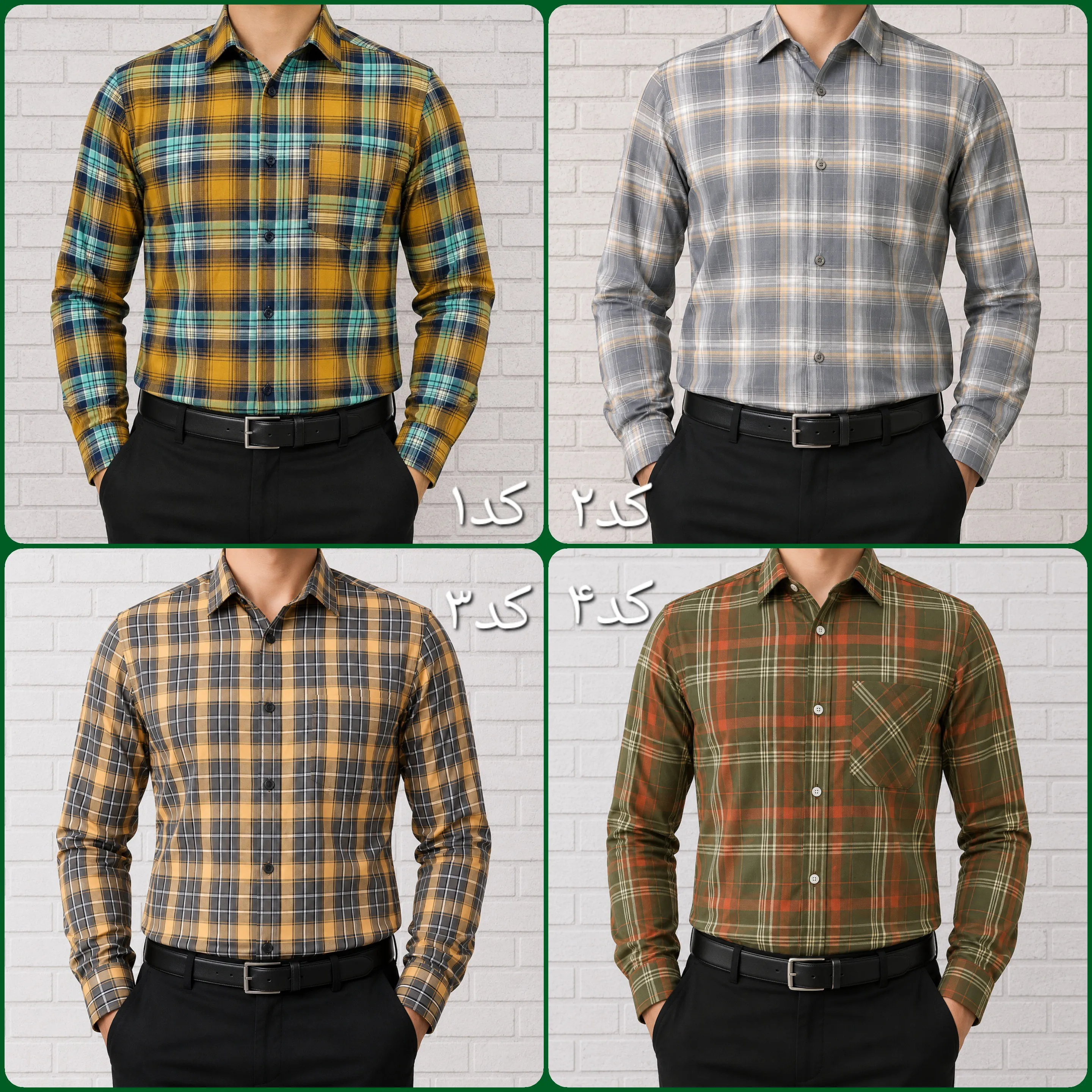 پیراهن مردانه آستین بلند نخی چهارخانه جیبدار جنس نخ پنبه