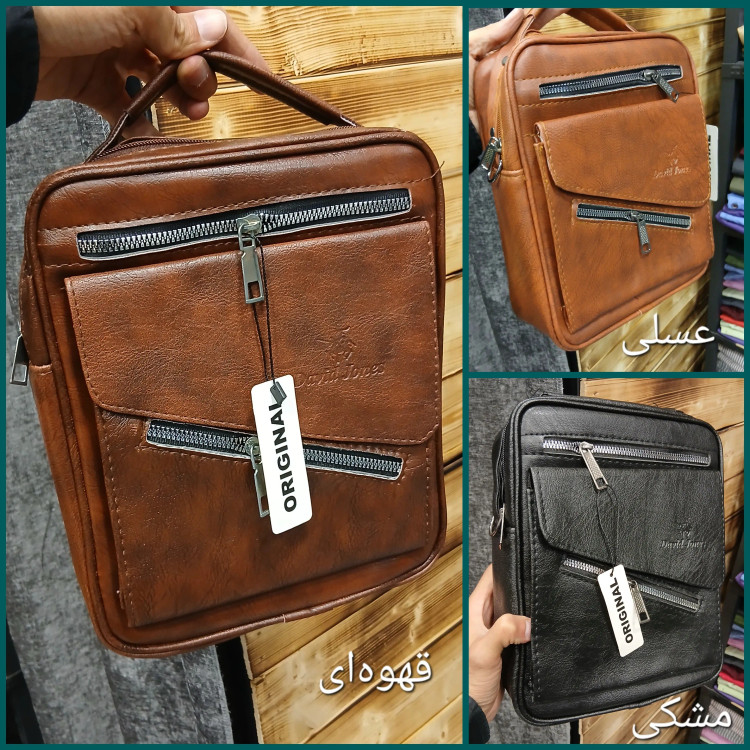 کیف دوشی مردانه چرم مصنوعی طرح David Jones ابعاد 26 در 20 سانتیمتر