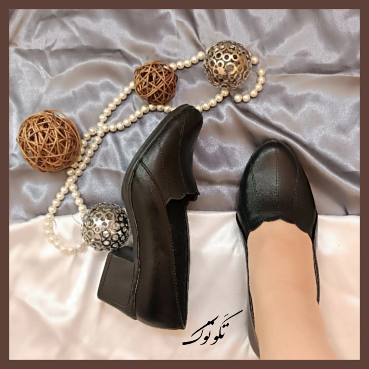 کفش طبی زنانه پاشنه دار مدل هلالی رویه چرم بیاله درجه یک پاشنه 5 سانت