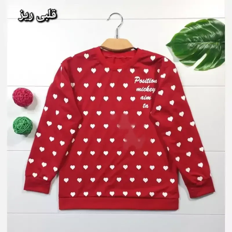 بلوز زنانه یقه گرد قرمز جنس پنبه پلی استر مناسب سایز 38 تا 44