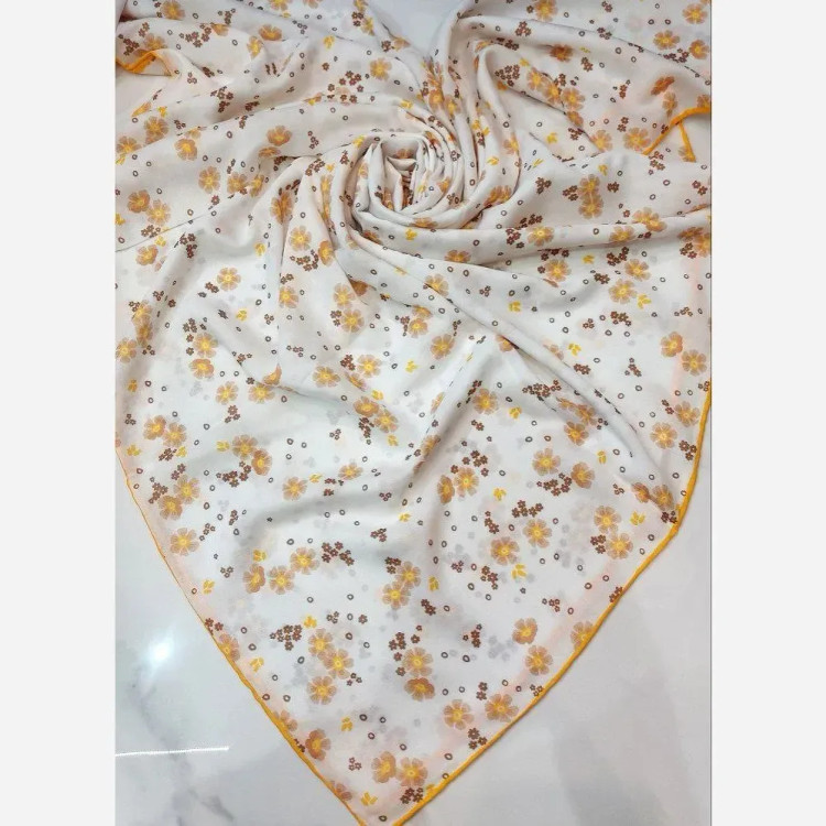 روسری مجلسی قواره دار سوپرنخ دست دوز 140 سانتی متر