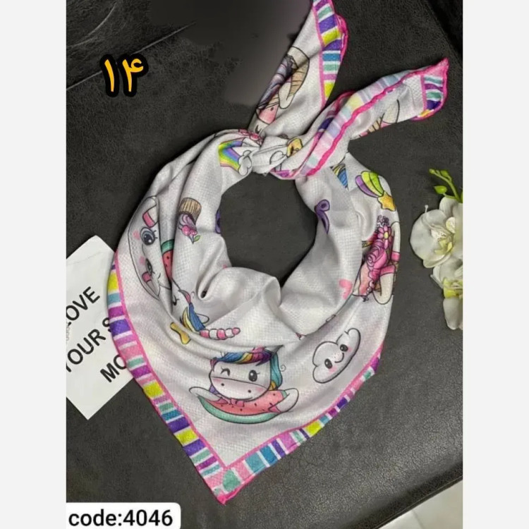 روسری سوپرنخ دخترانه فانتزی دست دوز قواره 100
