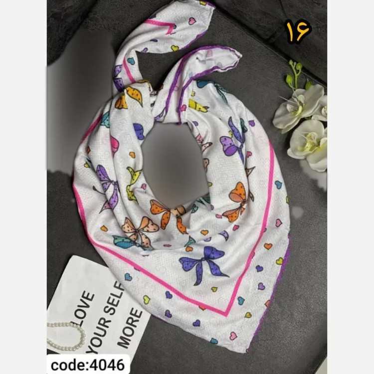 روسری سوپرنخ دخترانه فانتزی دست دوز قواره 100