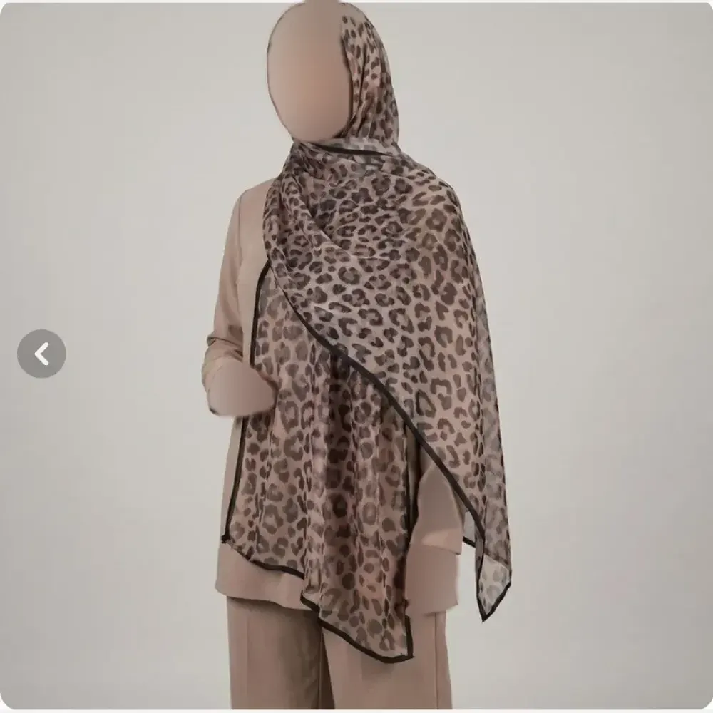 شال توری پلنگی دور گاندوزی قواره بزرگ تابستانی