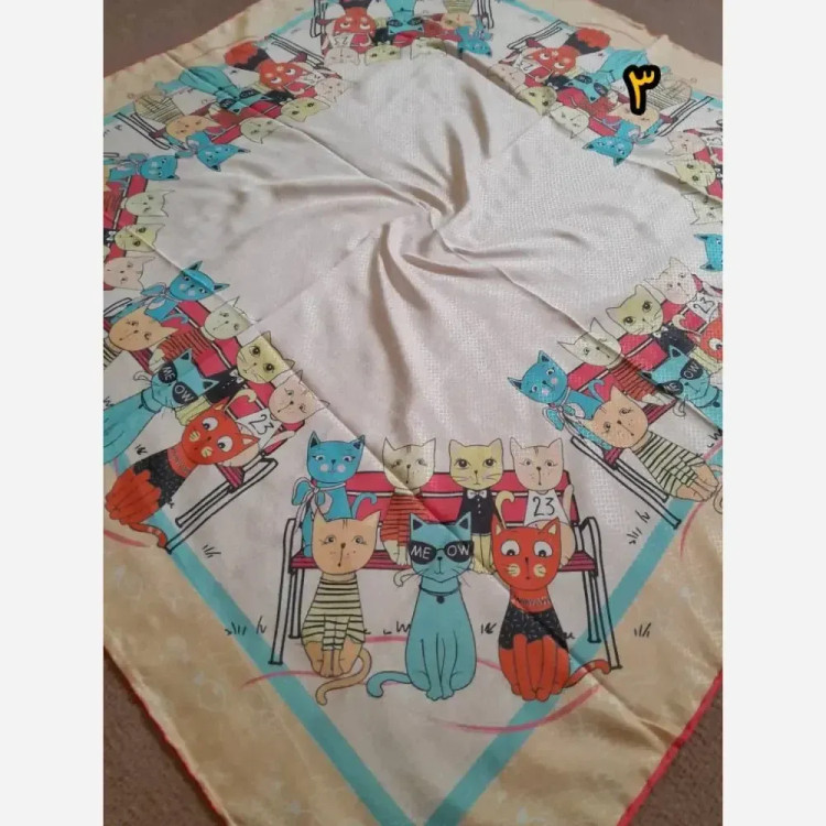 روسری دخترانه سوپرنخ فانتزی دست دوز قواره 100