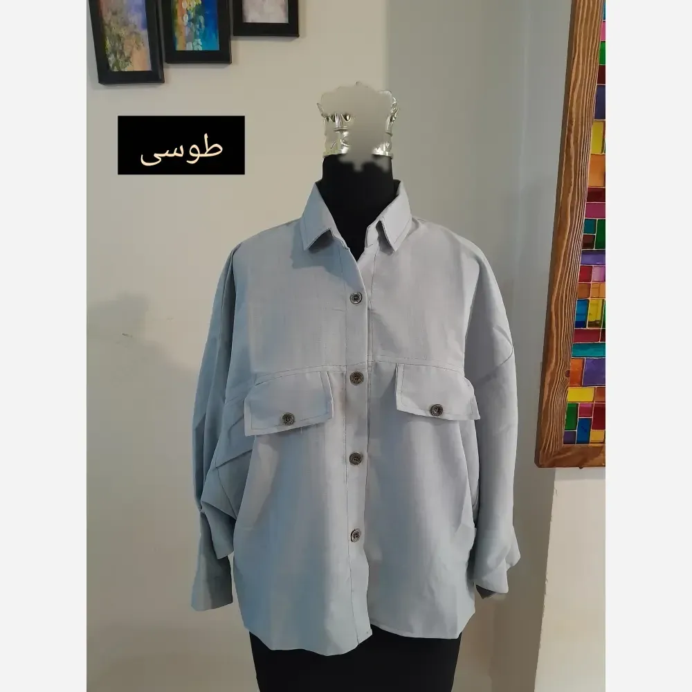 مانتو پانچ اسپرت دانشجویی دو جیب پارچه لینن سایز بزرگ