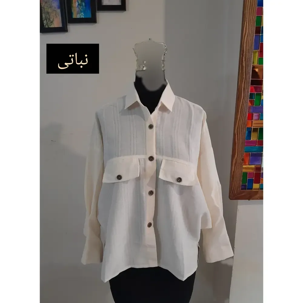 مانتو پانچ اسپرت دانشجویی دو جیب پارچه لینن سایز بزرگ