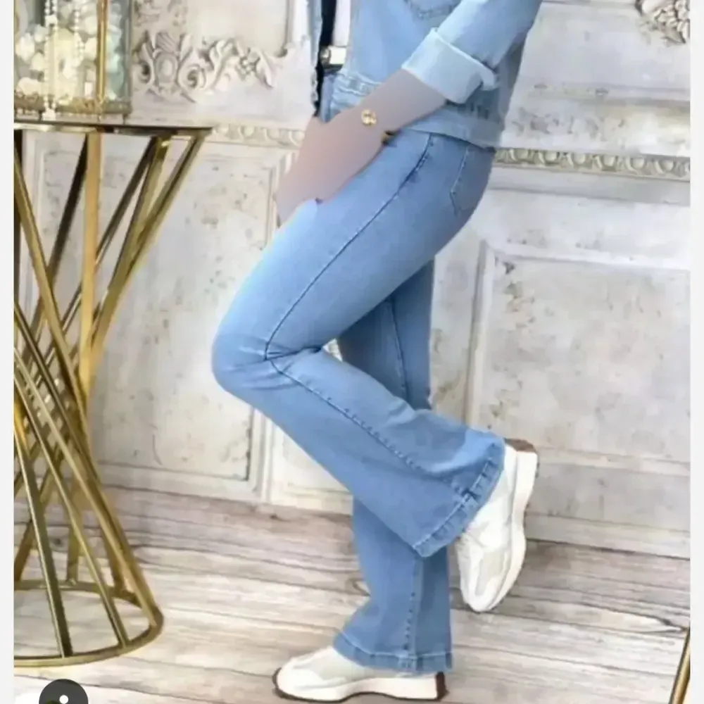 شلوار زنانه دمپا جین کاغذی کمر کش قد 100