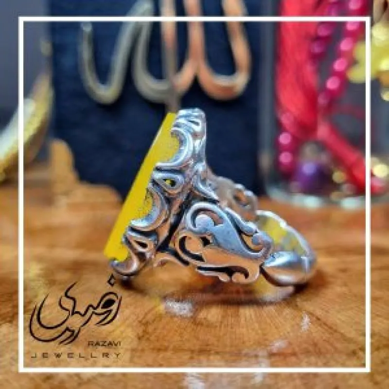 انگشتر نقره مردانه شرف الشمس با حکاکی یا علی