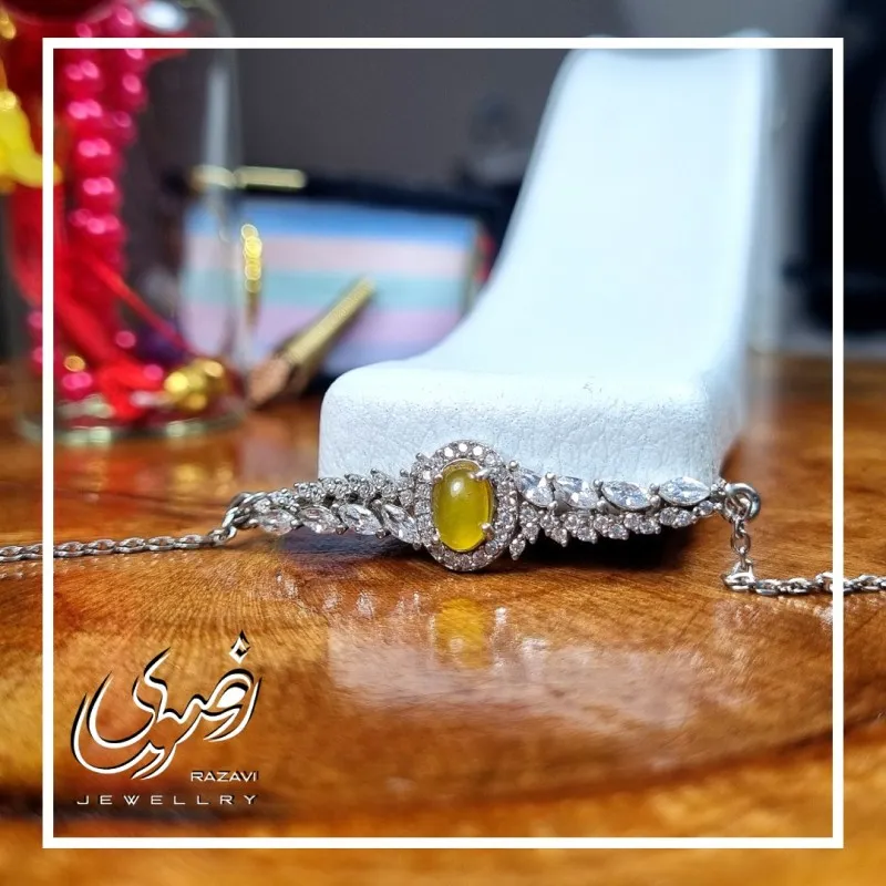 دستبند نقره زنانه شرف الشمس طرح مروارید