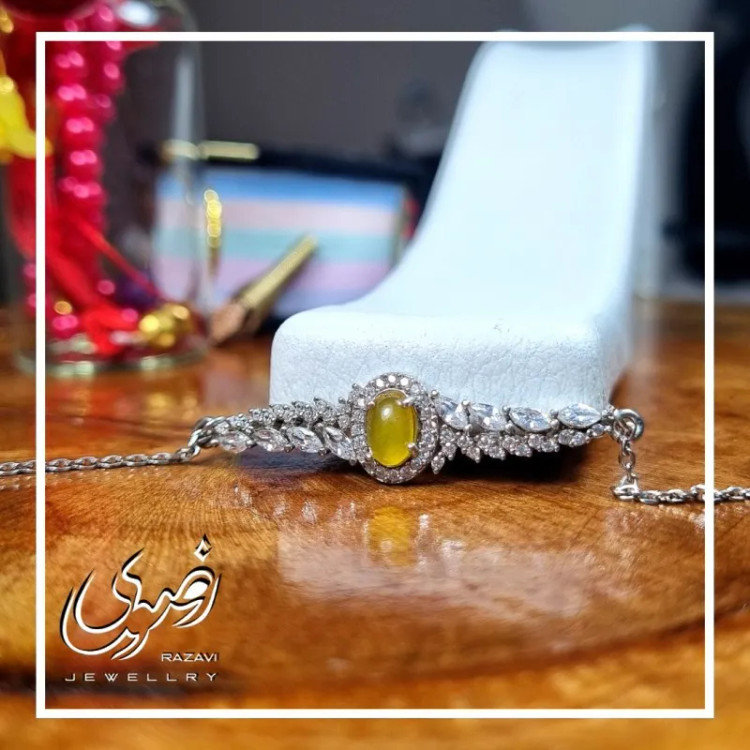 دستبند نقره زنانه شرف الشمس طرح مروارید