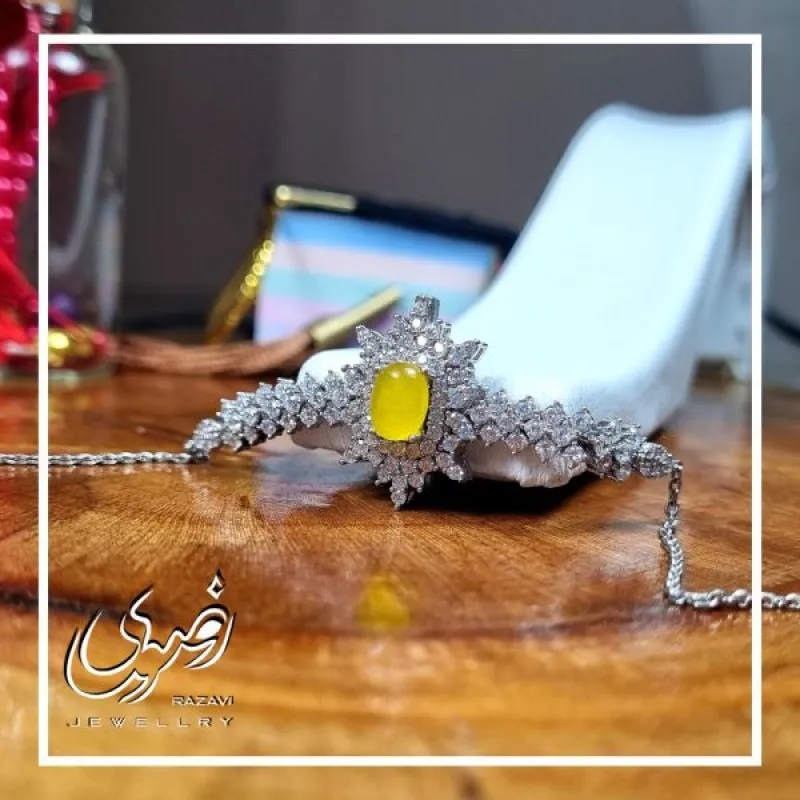 دستبند نقره زنانه طرح شکوه با نگین شرف الشمس