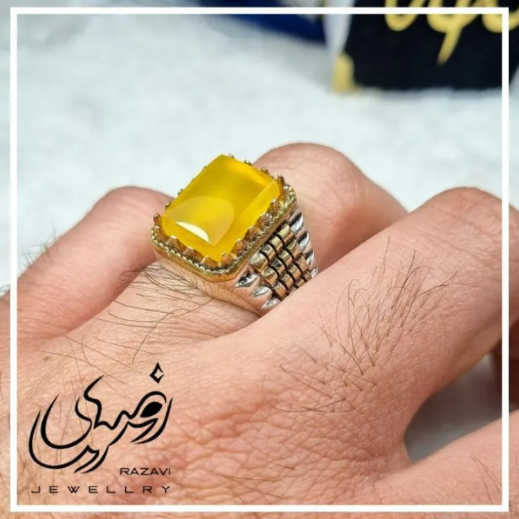 انگشتر نقره مردانه طرح کیارش با نگین شرف الشمس