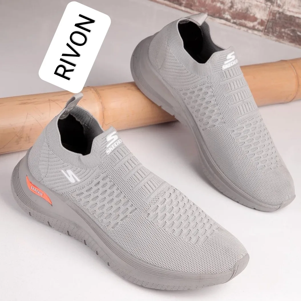 کفش اسکیچرز مدل RIVON طبی لژدار رنگ طوسی روشن مناسب پیادهروی و روزمره سایز 37 تا 44