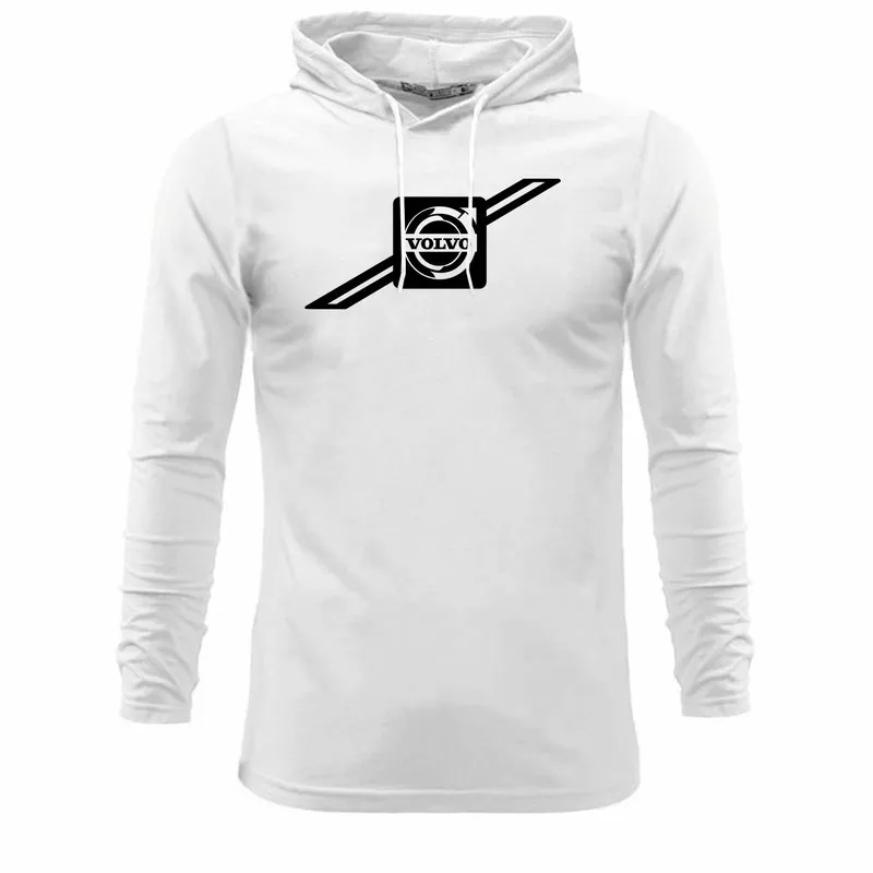 تیشرت کلاه دار آستین بلند مردانه طرح ولوو مدل r4786 جنس نخی اعلا سایزبندی L XL 2XL سه رنگ سفید مشکی زرد