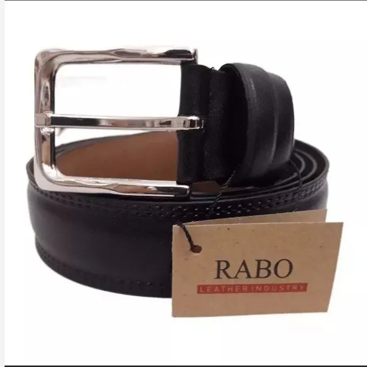 کمربند مردانه چرم طبیعی درجه یک سگک استیل رنگ ثابت Rabo