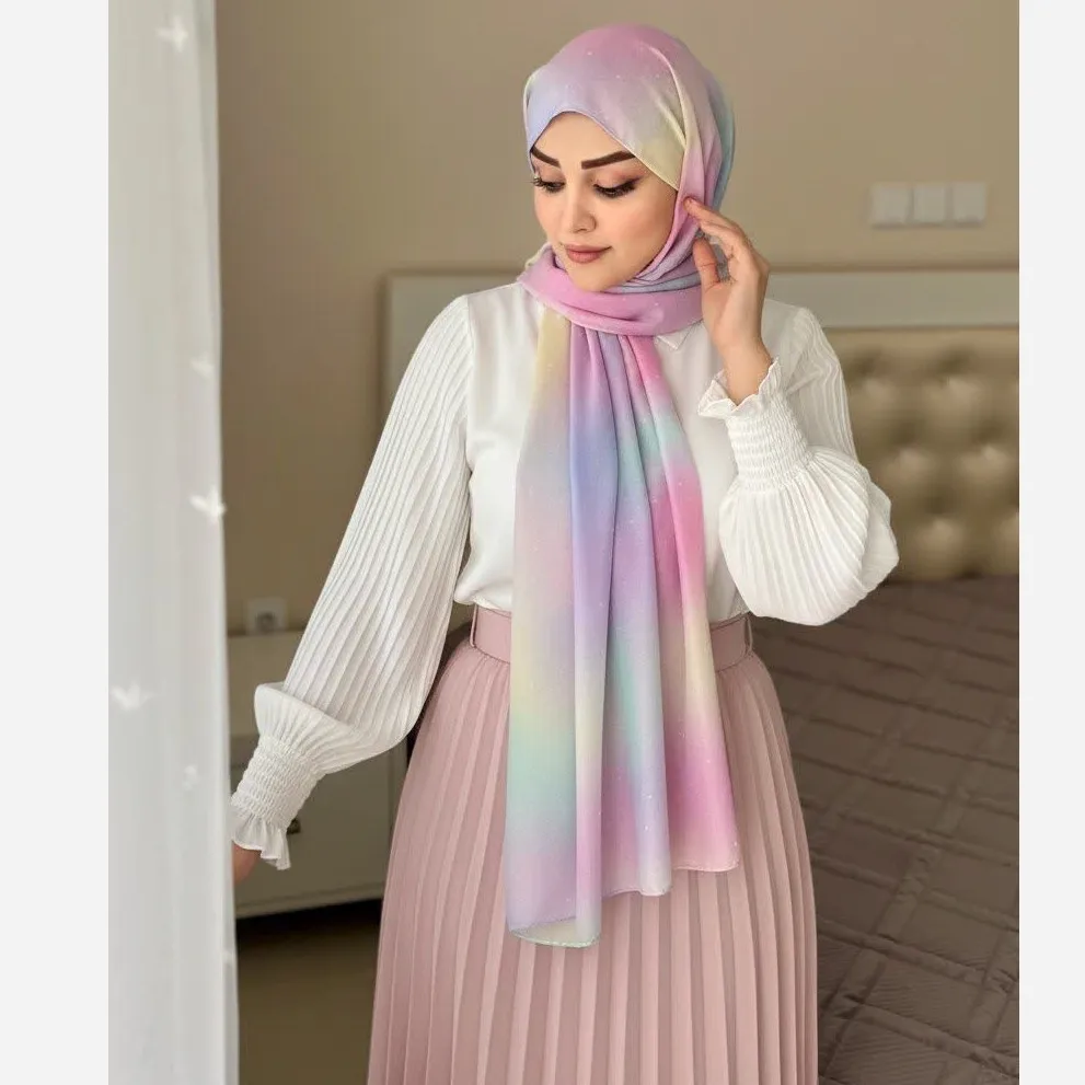 شال نخ کاستوم طرح نورا رویای پاستلی 70x200 سانتی متر