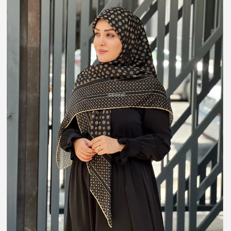 روسری نخ کاستوم طرح خال خال اکلیلی قواره بزرگ 140 سانتیمتر