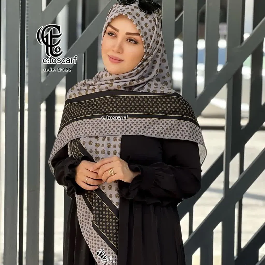 روسری نخ کاستوم طرح خال خال اکلیلی قواره بزرگ 140 سانتیمتر