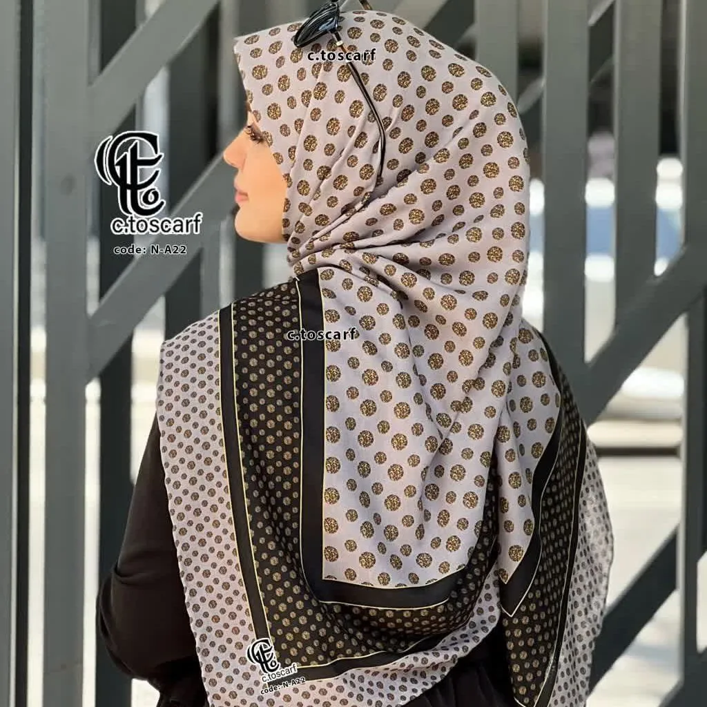 روسری نخ کاستوم طرح خال خال اکلیلی قواره بزرگ 140 سانتیمتر