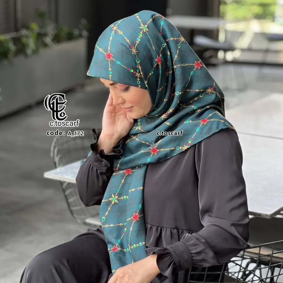 روسری نخ کاستوم طرح جواهر قواره بزرگ 140 سانتیمتر