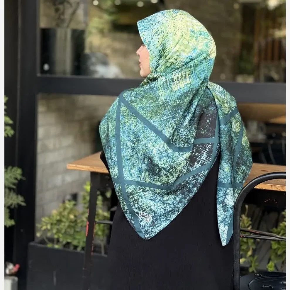 روسری نخ کاستوم طرح هیوا آبرنگی خاص تک