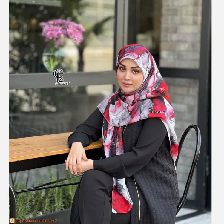 روسری نخی طرح لارا سایز 140 سبزآبی