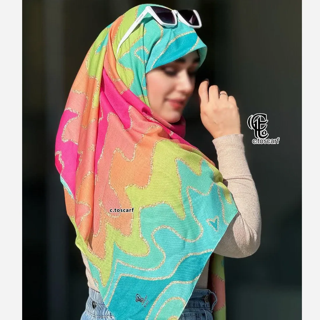 روسری نخی کاستوم طرح درسا قواره 110
