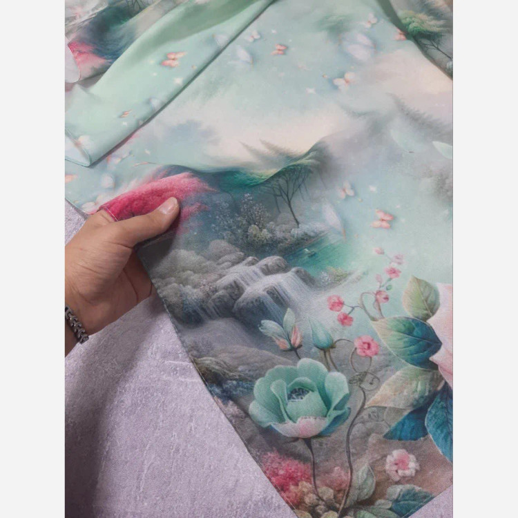 روسری نخی کاستوم طرح برکه سایز 140 چرخ دوز