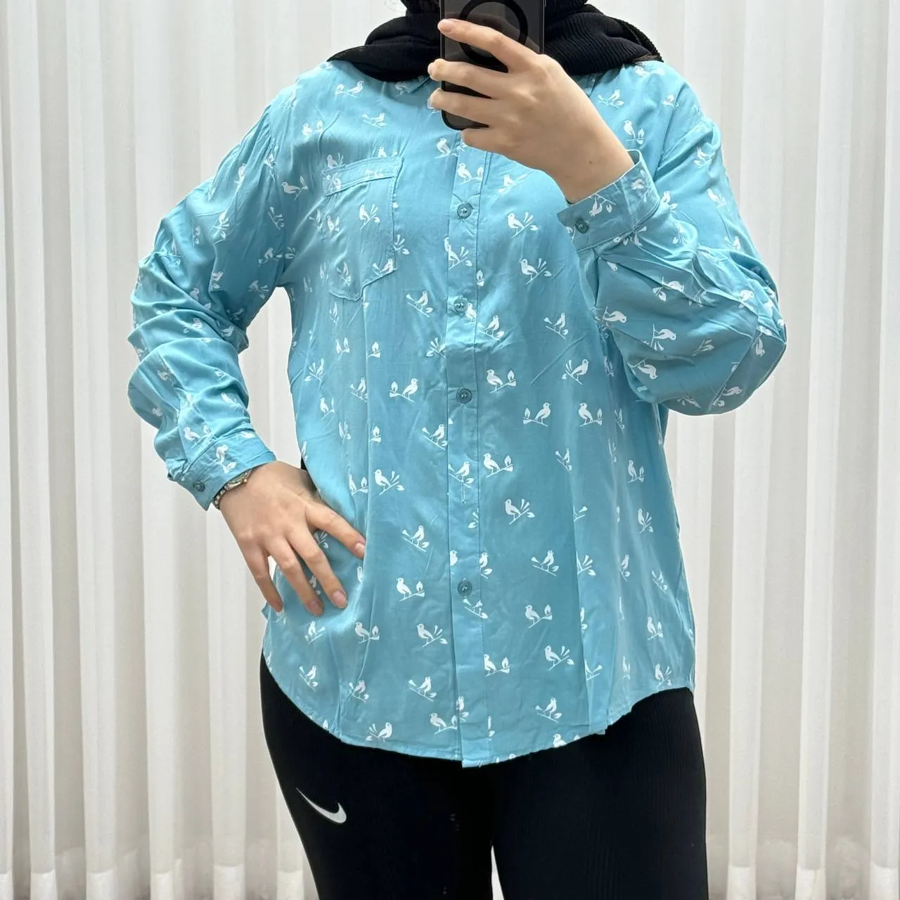 شومیز وارداتی نخی مدل Bird کد 1364 فری سایز تا 50 تنخور شیک چهارفصل زنانه و دخترانه