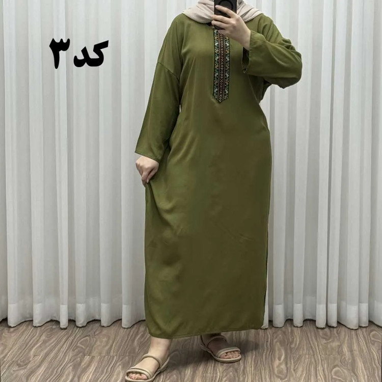 پیراهن کفتان کراش گلدوزی فری سایز زنانه تا سایز 52 شیک و راحت چهارفصل