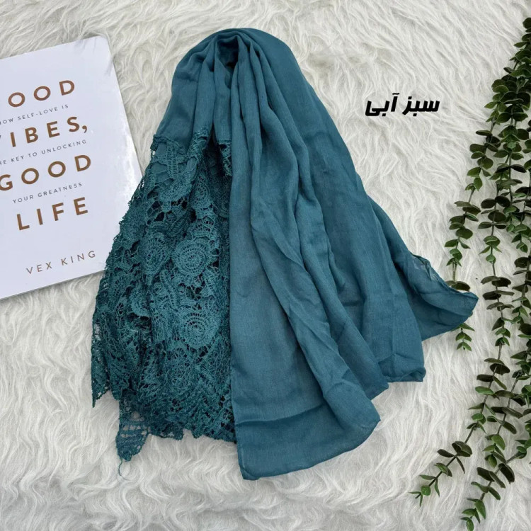 شال نخی دور دانتل وارداتی قواره بزرگ 200 در 75 سانتیمتر