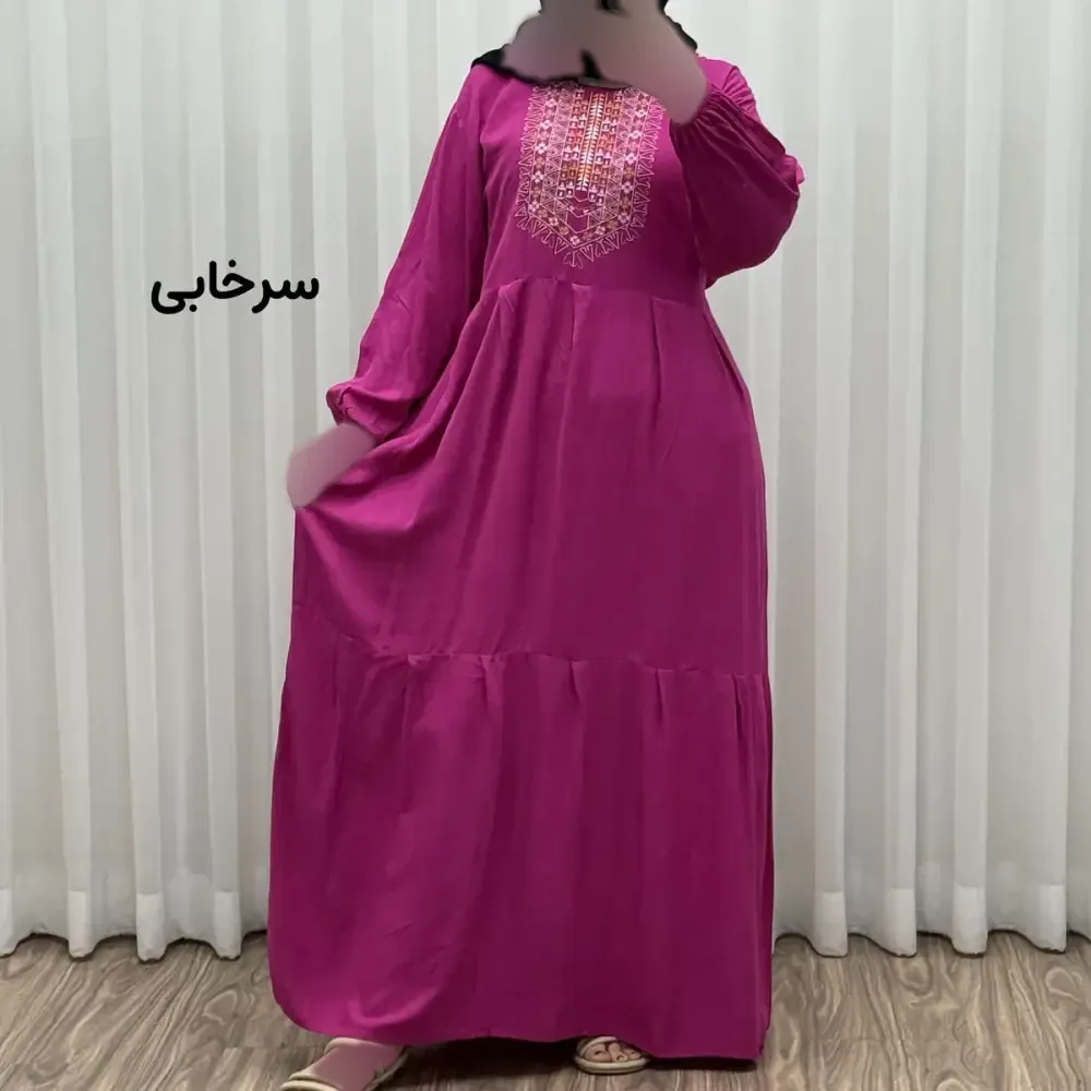پیراهن ساحلی نخی زنانه مدل آیدا فری سایز مناسب تا 50 با کمربند