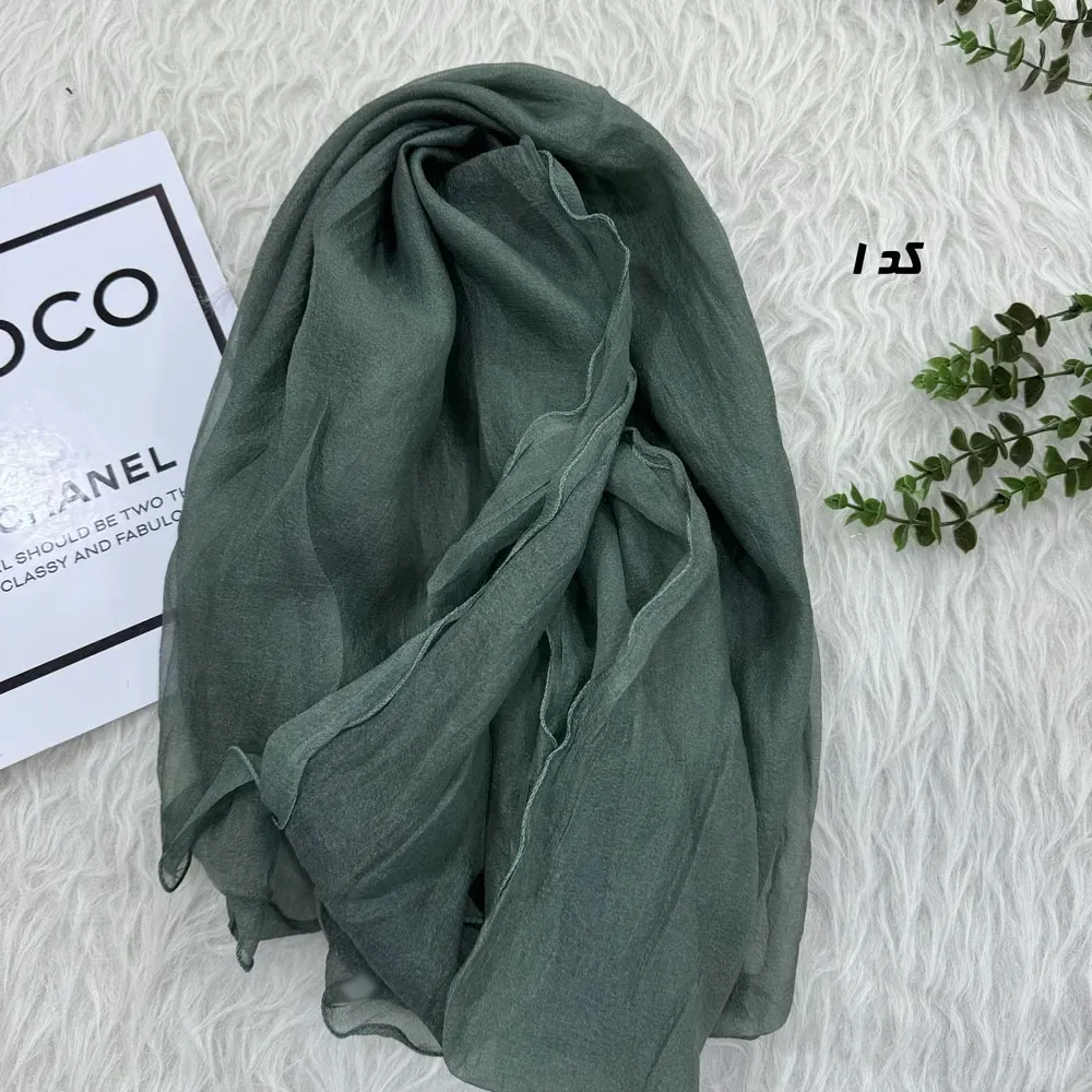 شال حریر کاغذی قواره بزرگ 70 در 230 سانتیمتر بدون لغزش از روی سر