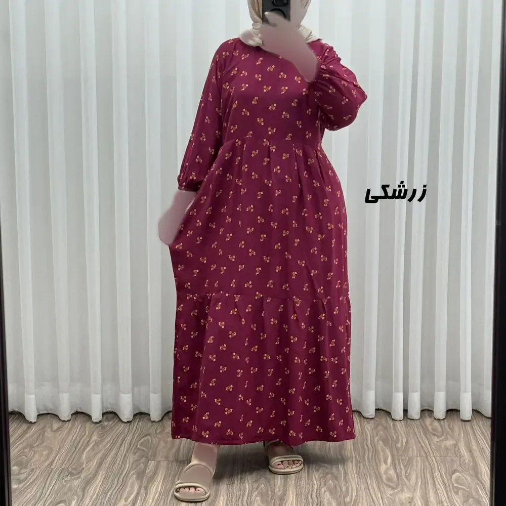 پیراهن ساحلی نخی گلدار زنانه و دخترانه فری سایز مناسب تا 44 با کمربند