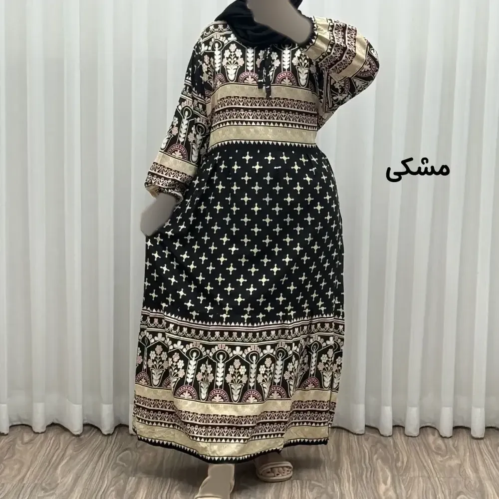 پیراهن ساحلی زنانه نخی مدل حاشیه دار ستاره فری سایز مناسب تا 46