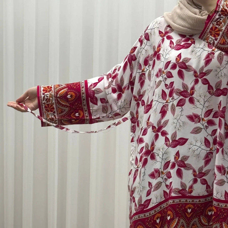 تونیک نخی فری سایز تا 52 حاشیه دار کمربنددار چهارفصل زنانه و دخترانه کد 1455