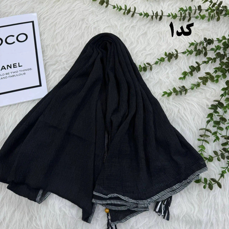 شال نخی بلک چری دور گان دوزی گد 949 قواره 220*80 سانت بدون آبرفت و چروک