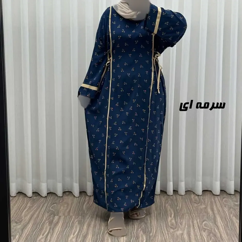 پیراهن ساحلی زنانه نخی گلریز فری سایز مناسب تا سایز 52 با کمر کشی