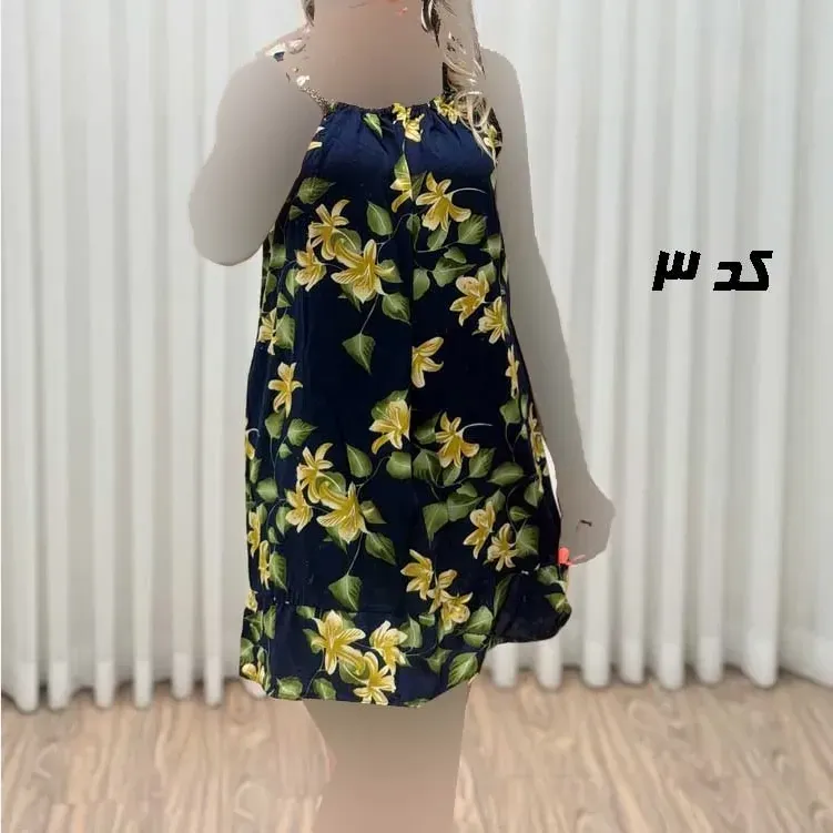 پیراهن کوتاه حلقهای زنانه و دخترانه مدل پامچال جنس کریشه فری سایز
