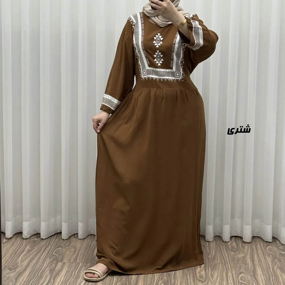 پیراهن نخی زنانه مدل پادمیرا فری سایز مناسب تا 48 همراه با کمربند